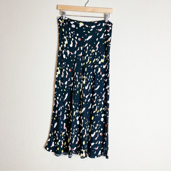 Ba&sh Tomy Satin Jacquard Midi Skirt Black Size Medium - Picture 2 of 9